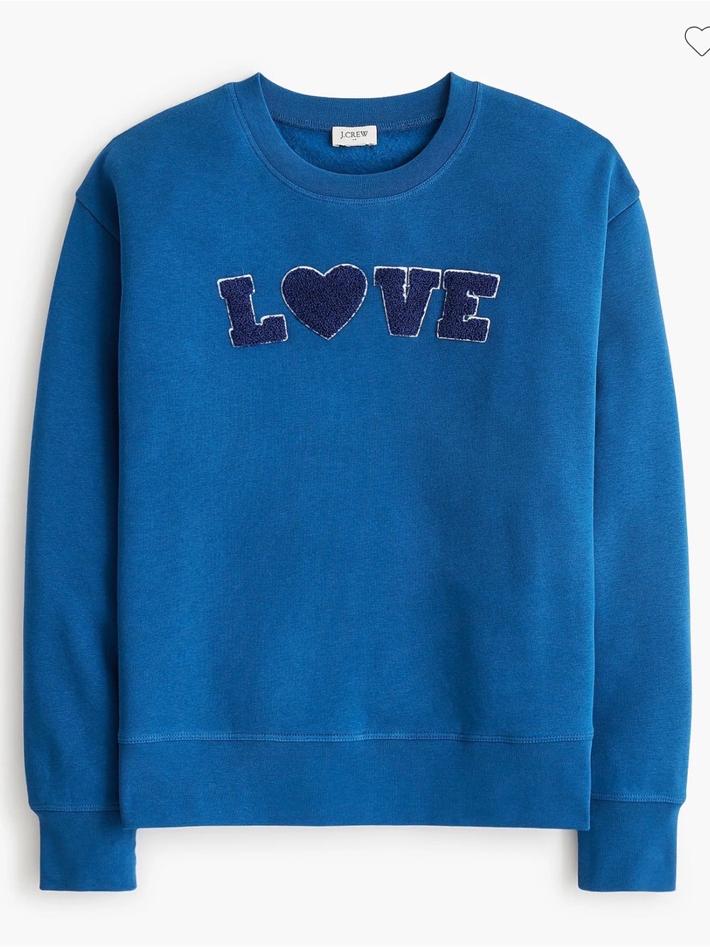 J. Crew Blue "Love" graphic sweatshirt • size small • NWT • CO296